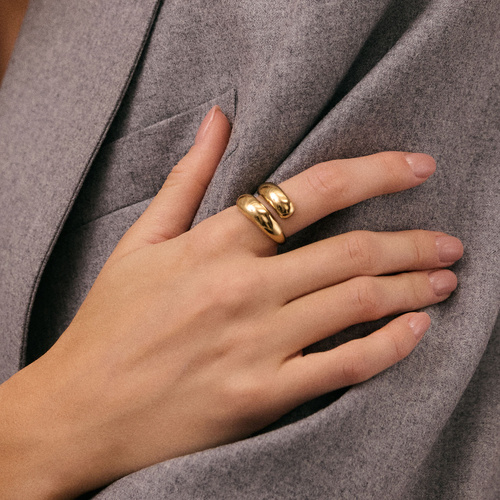 Złoty podwójny pierścionek vintage Lira