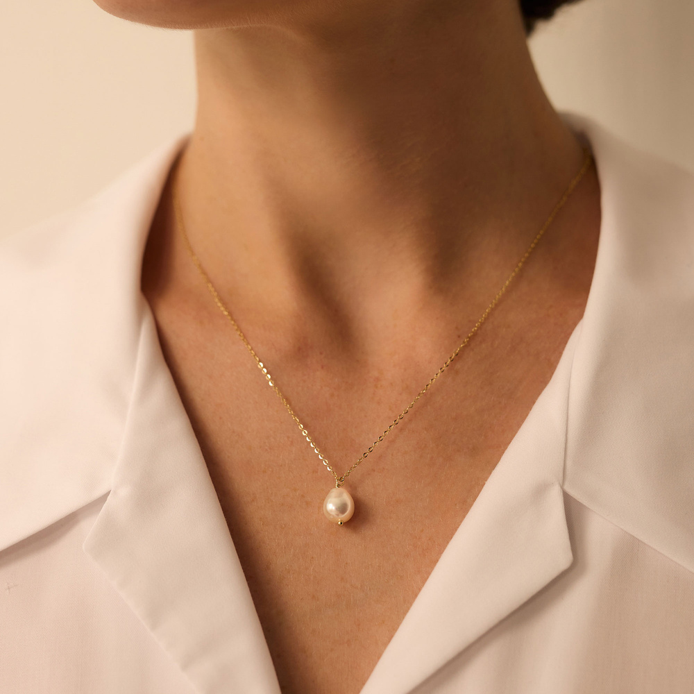 Złoty naszyjnik z perłą Pearl Chain N°3