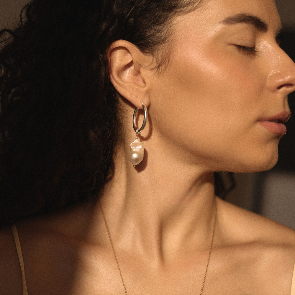 Srebrne kolczyki Baroque Pearl