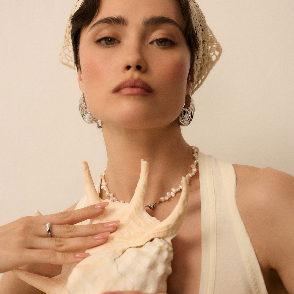 Srebrne kolczyki muszle Mermaid