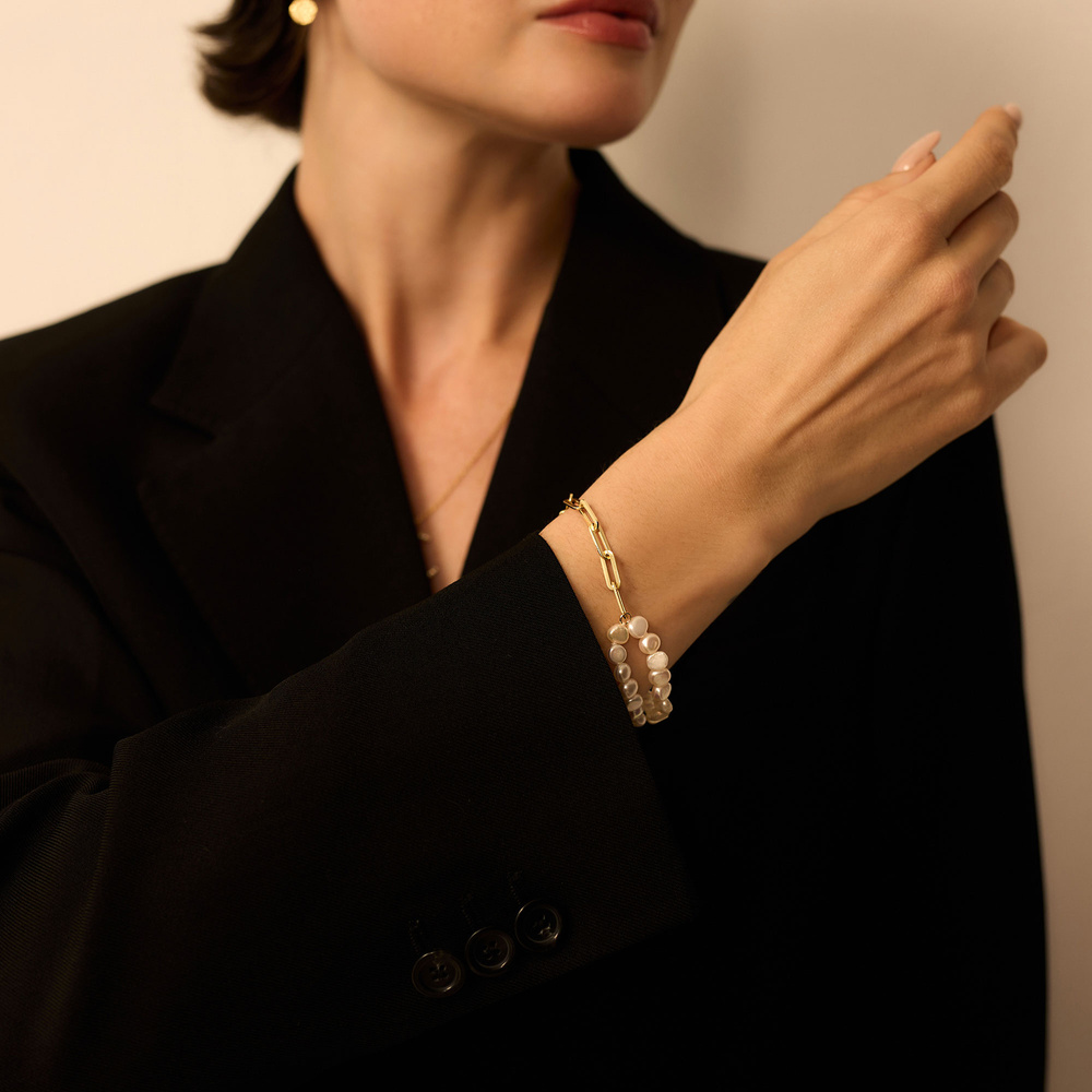 Złota bransoletka z perłami naturalnymi Whisper