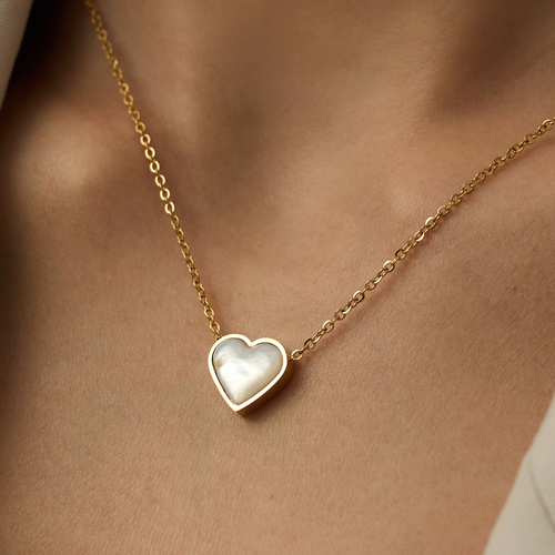 Złoty naszyjnik serce z masą perłową Aspre N°2