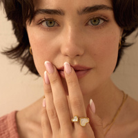 Złoty regulowany pierścionek Pearl Heart