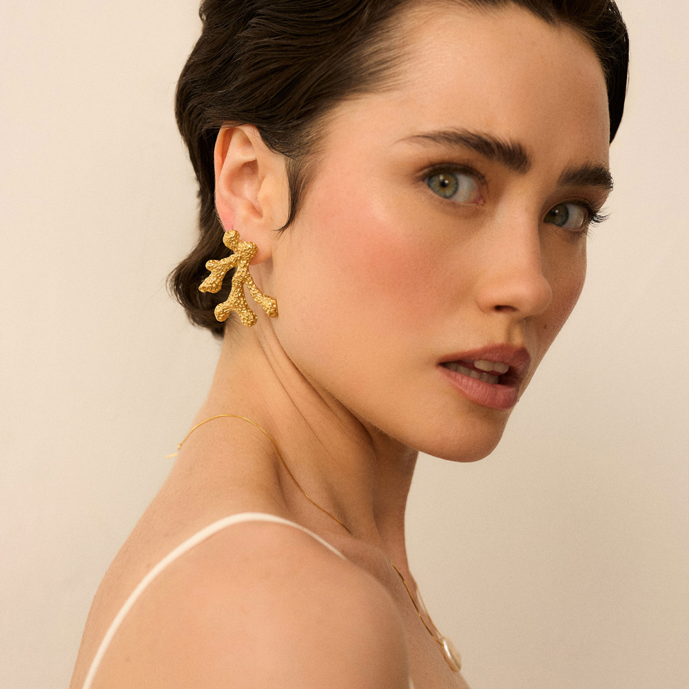 Złote kolczyki Coral Reef