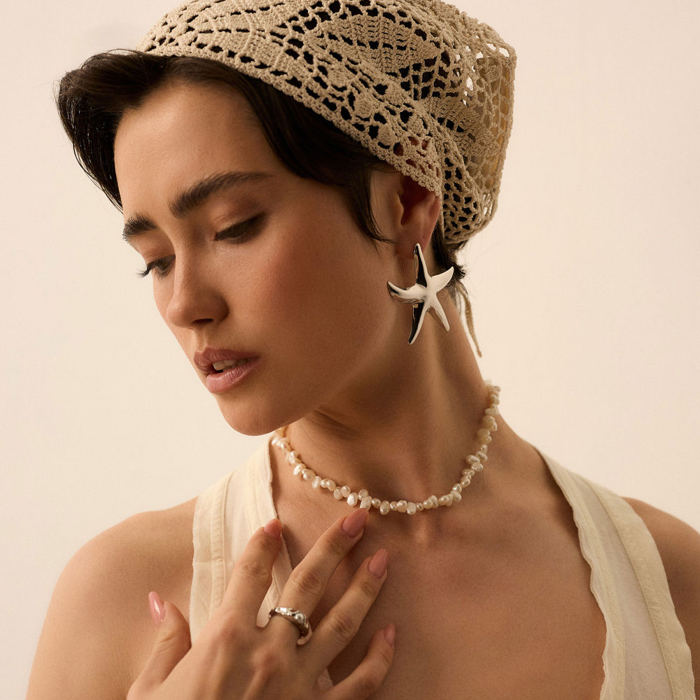 Srebrne kolczyki Starfish