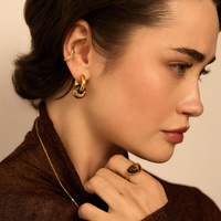 Złote kolczyki koła z oczkiem tygrysim Nocturne