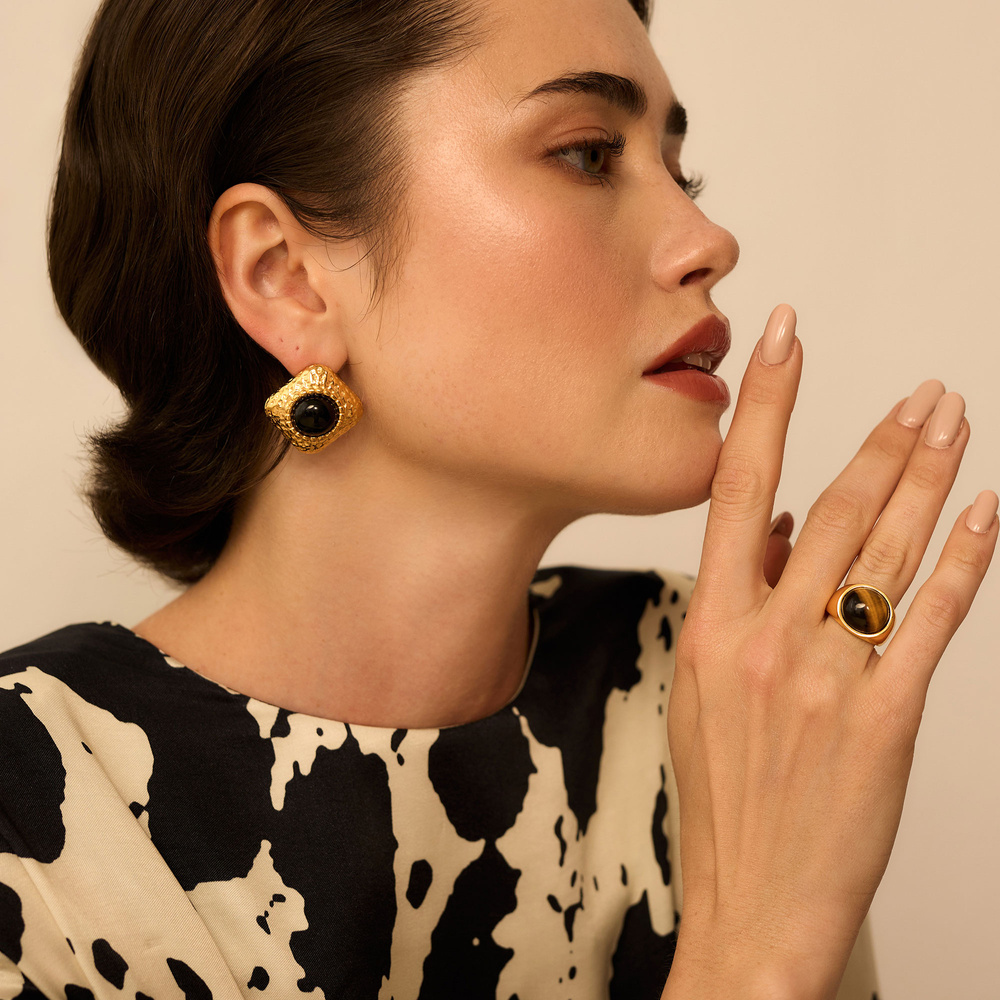 Złote kolczyki vintage Noir