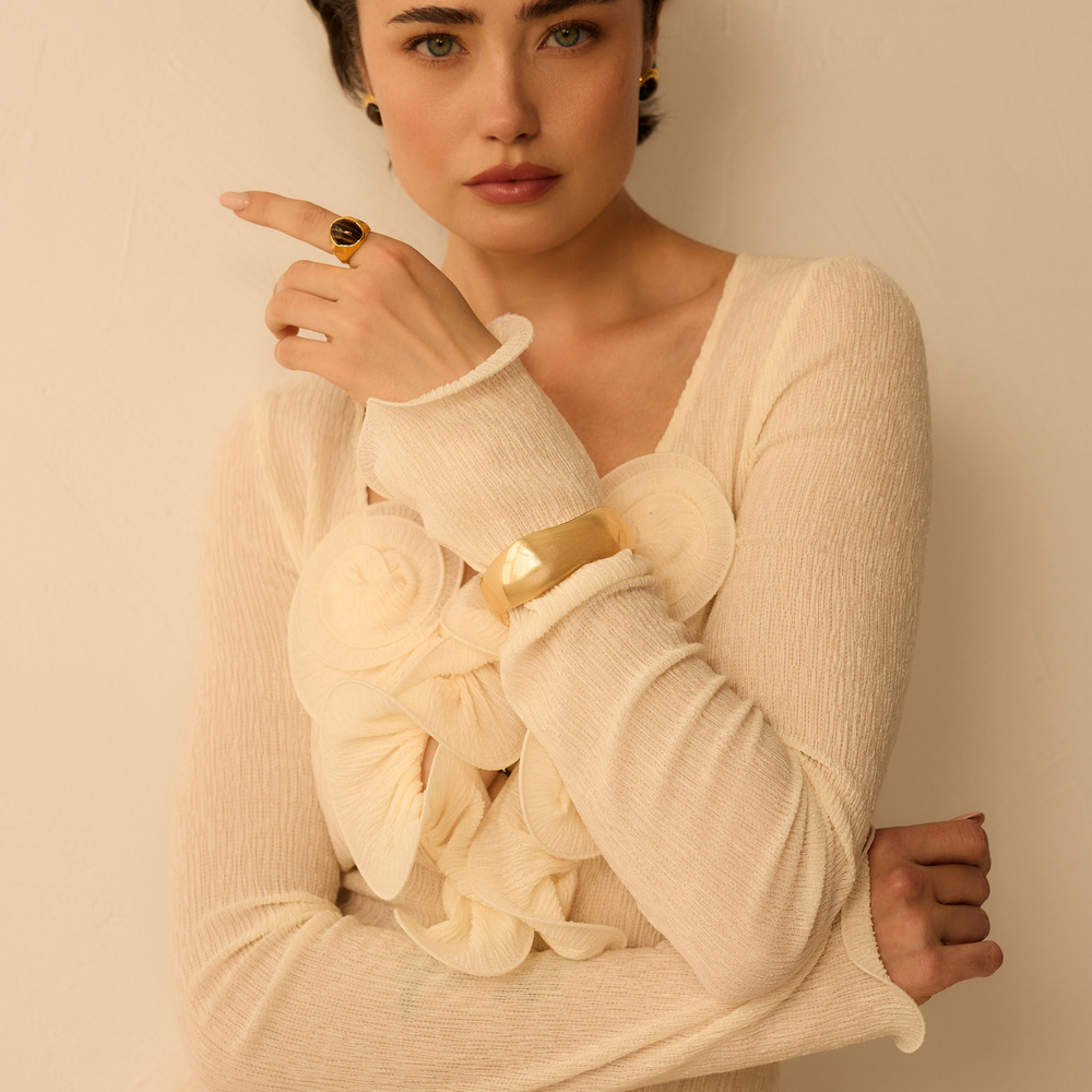 Złota sztywna bransoletka Bold N°2