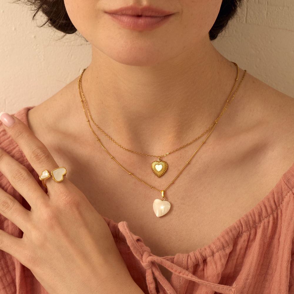 Złoty naszyjnik  z zawieszką z masy perłowej Pearl Heart N°4