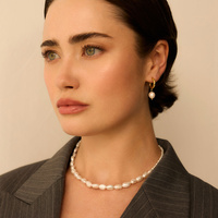 Złote kolczyki z perłą naturalną Pearl N°2