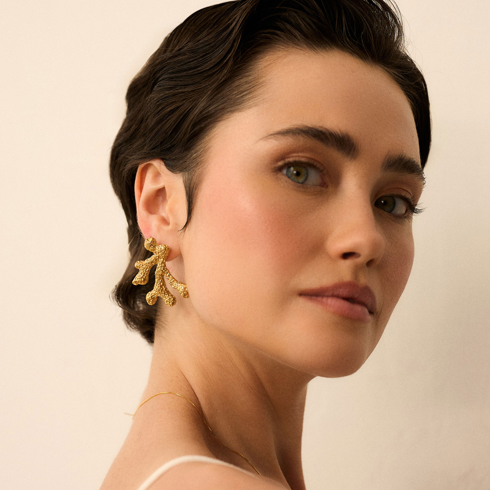 Złote kolczyki Coral Reef