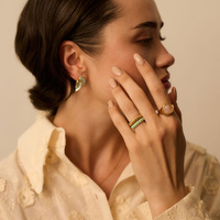 Złoty pierścionek z zieloną emalią Mint