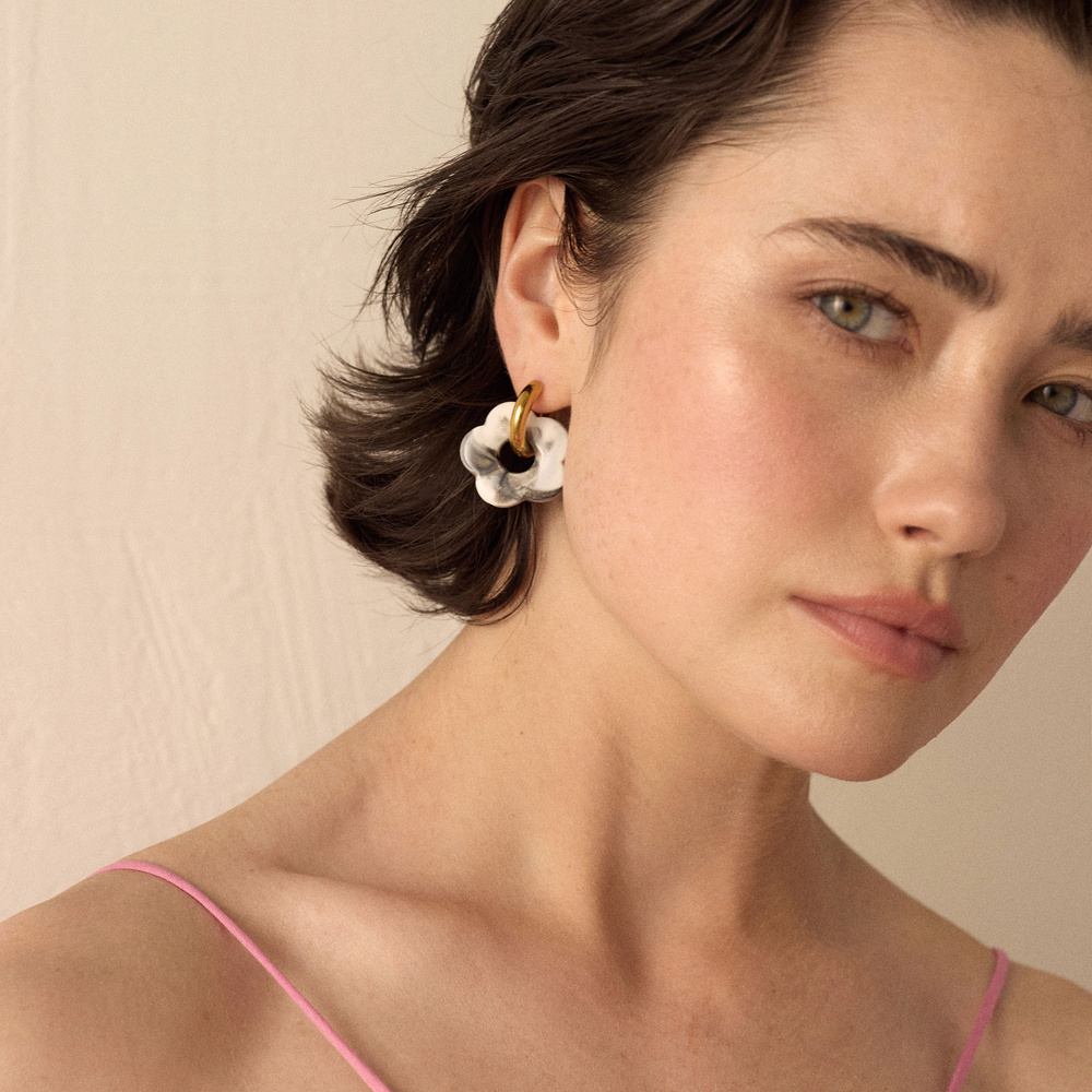 Złote kolczyki Fiore Marble