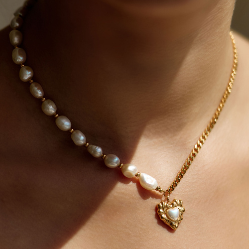 Złoty naszyjnik z pereł Pearl Heart N°4