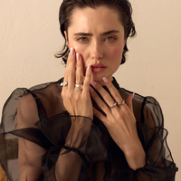 Srebrny regulowany pierścionek Pearl Heart