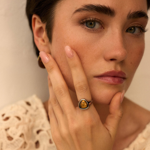 Srebrny pierścionek z oczkiem tygrysim Trinity