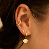 Złoty kolczyk z listkami Birdy N°2