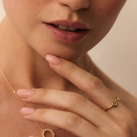 Złoty pierścionek z cyrkoniami Libra