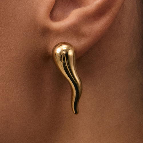 Złote dmuchane kolczyki vintage Tears