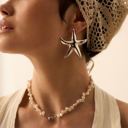 Srebrne kolczyki Starfish