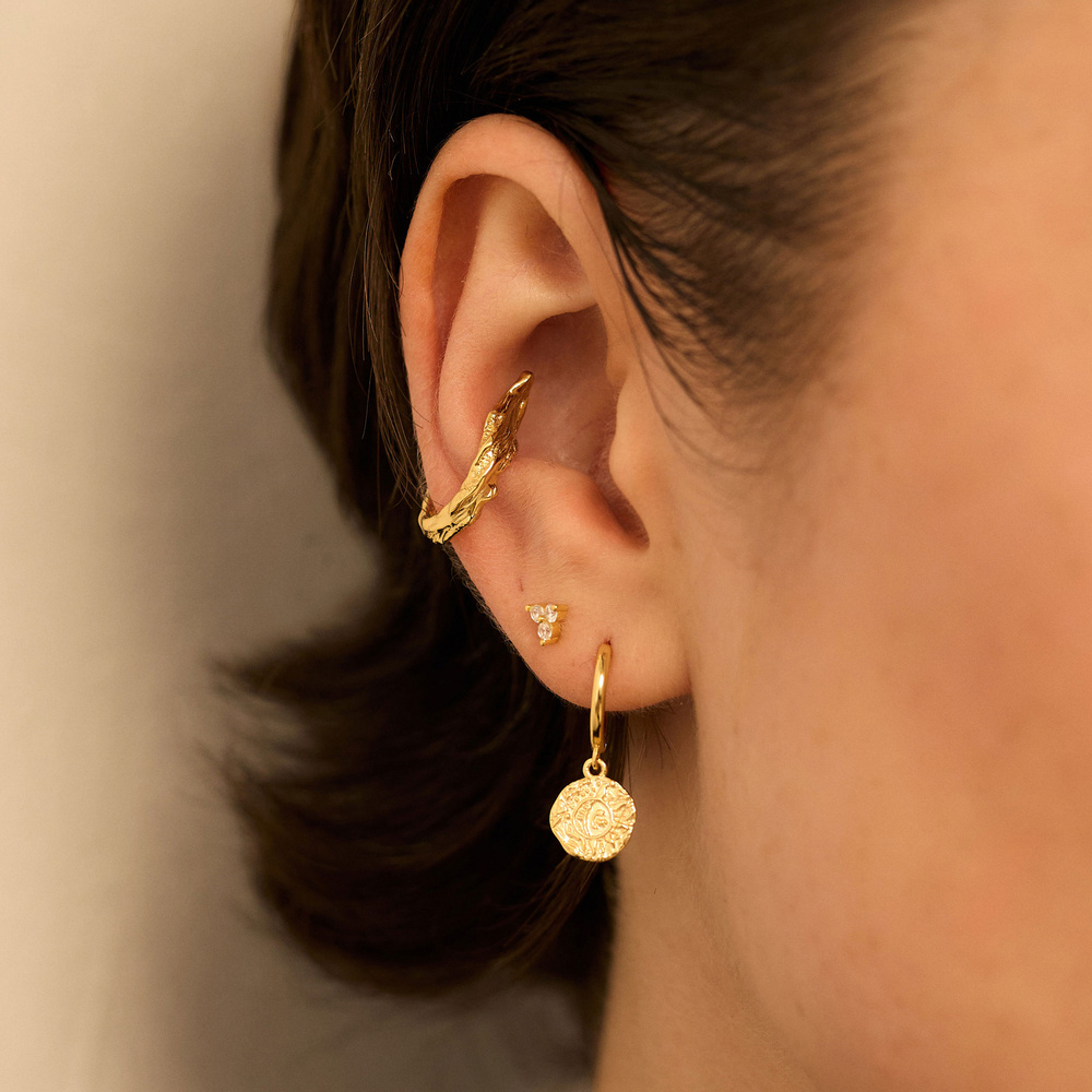 Złoty kolczyk z listkami Birdy N°2