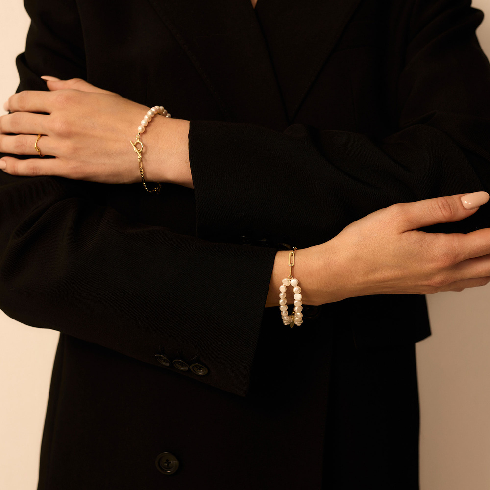 Złota bransoletka z perłami naturalnymi Whisper