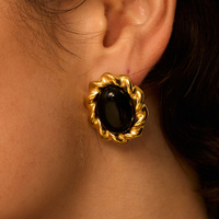 Złote kolczyki vintage Noir N°2