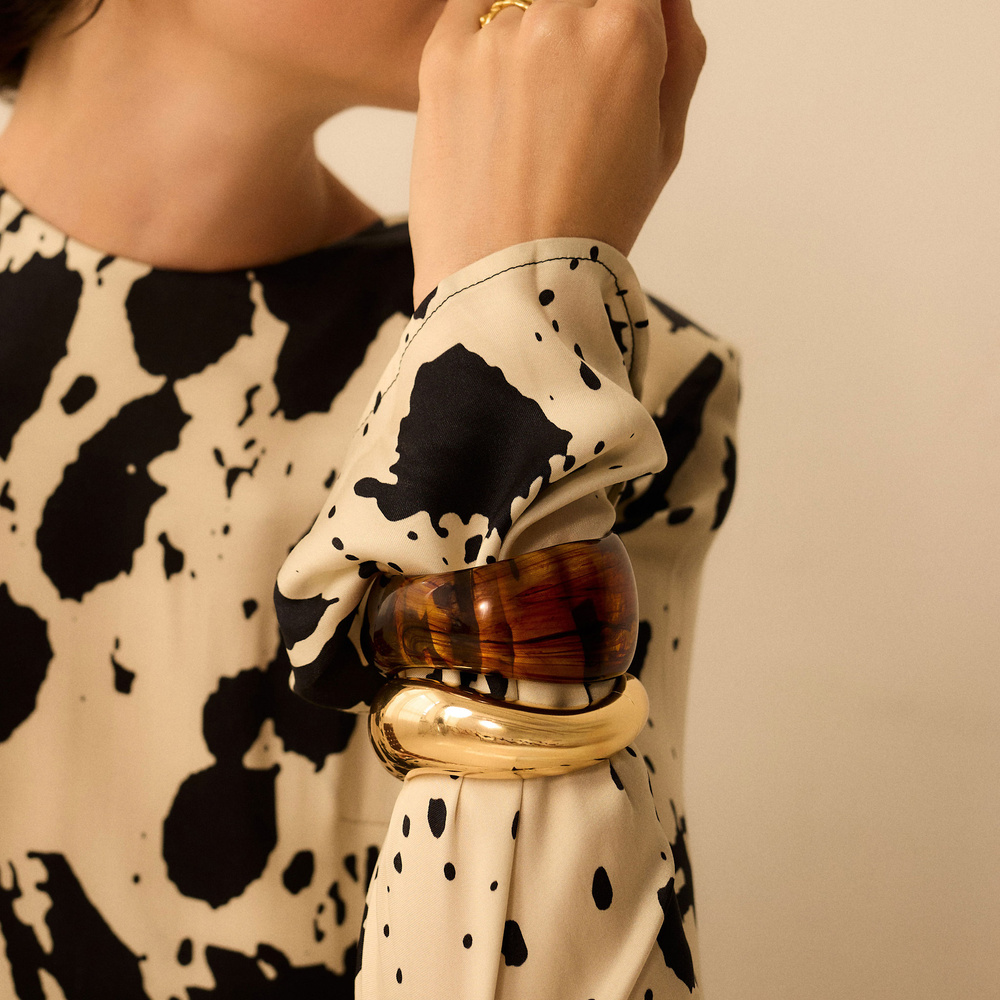 Złota sztywna bransoletka Bold N°2