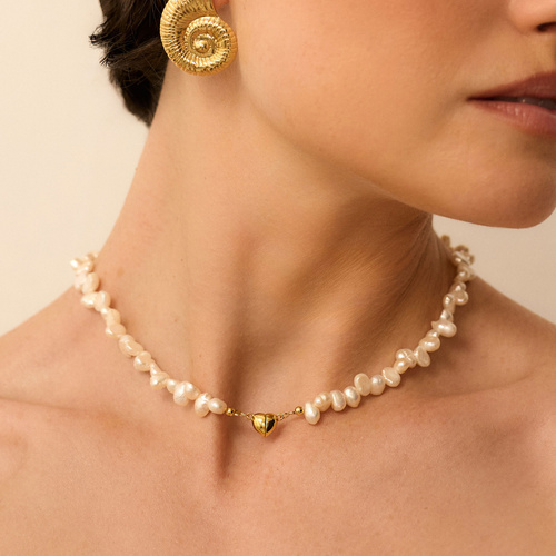 Złoty naszyjnik z perłami naturalnymi Oceana