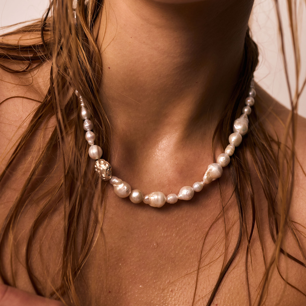 Srebrny naszyjnik perły SPONGIA