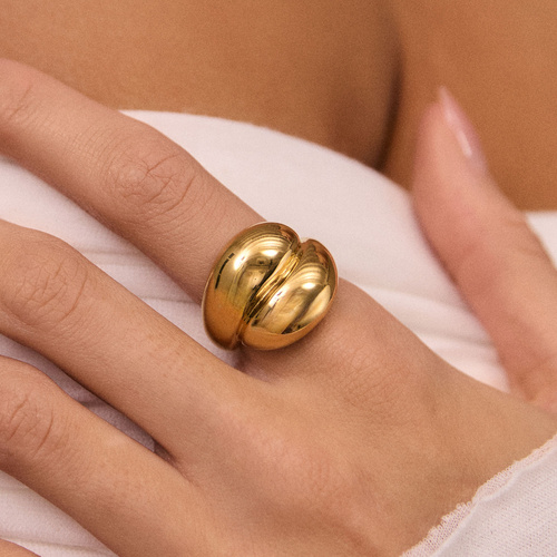 Złoty podwójny pierścionek Duo