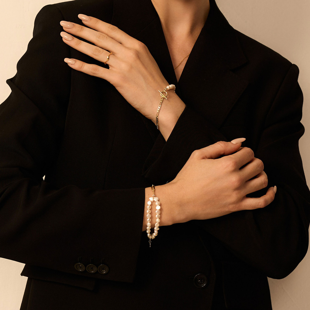 Złota bransoletka z perłami naturalnymi Whisper