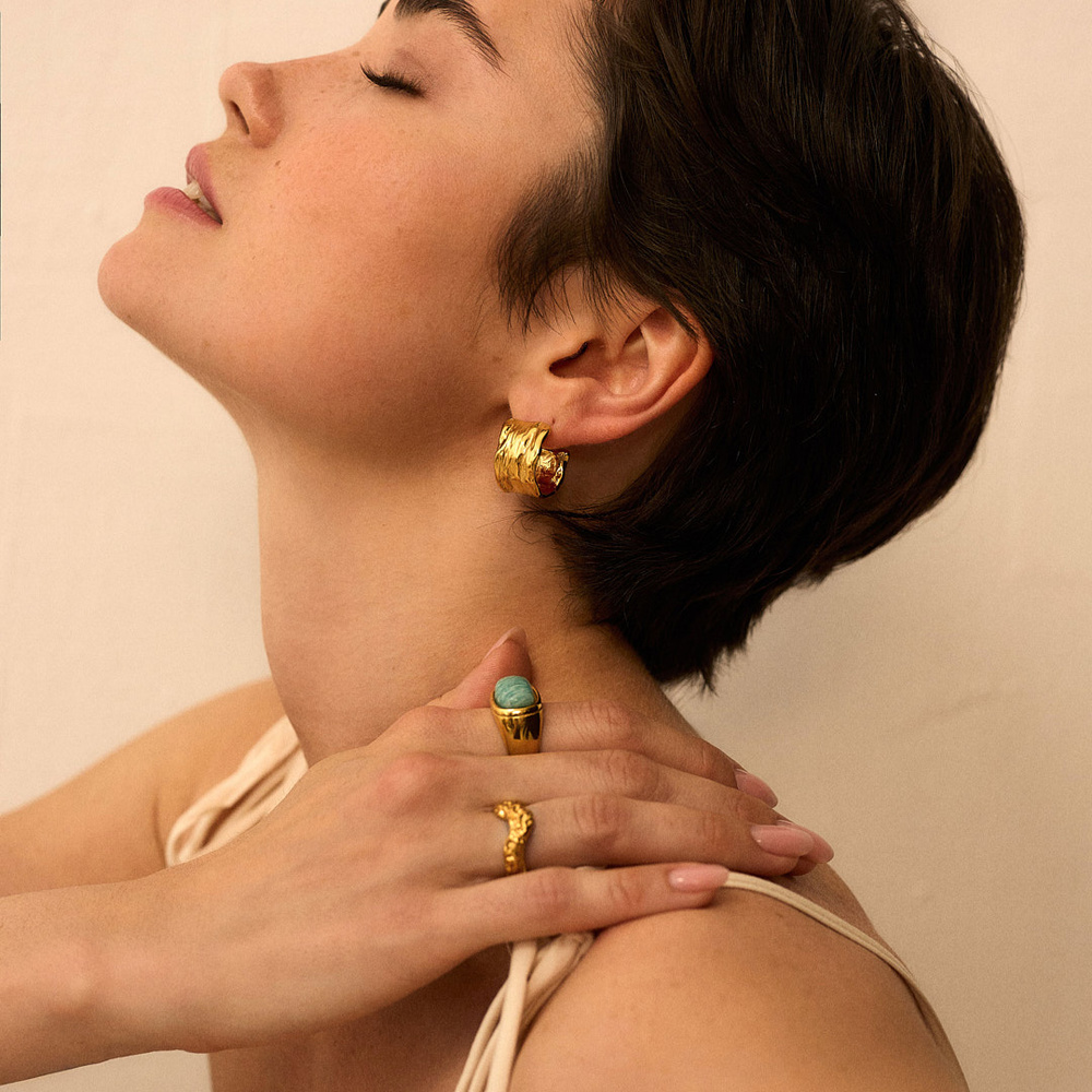 Złote kolczyki Leaf N°3