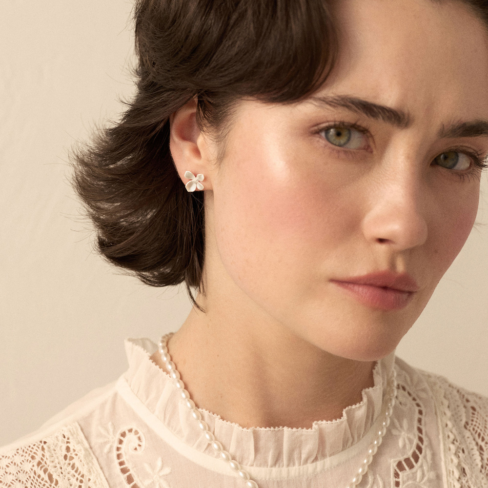 Srebrne kolczyki kwiaty Forget me not