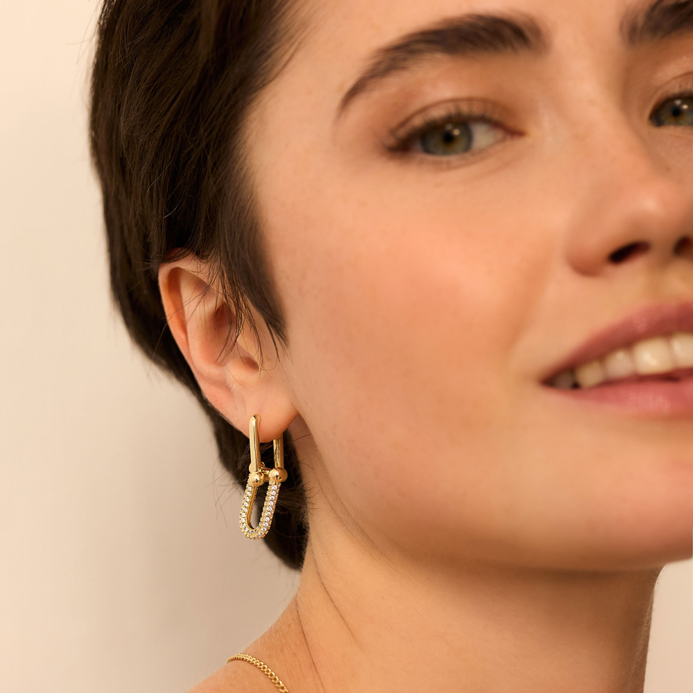 Złote kolczyki z ogniwami Cella 