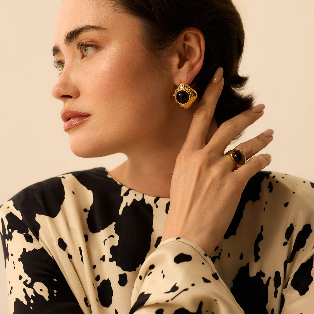 Złote kolczyki vintage Noir