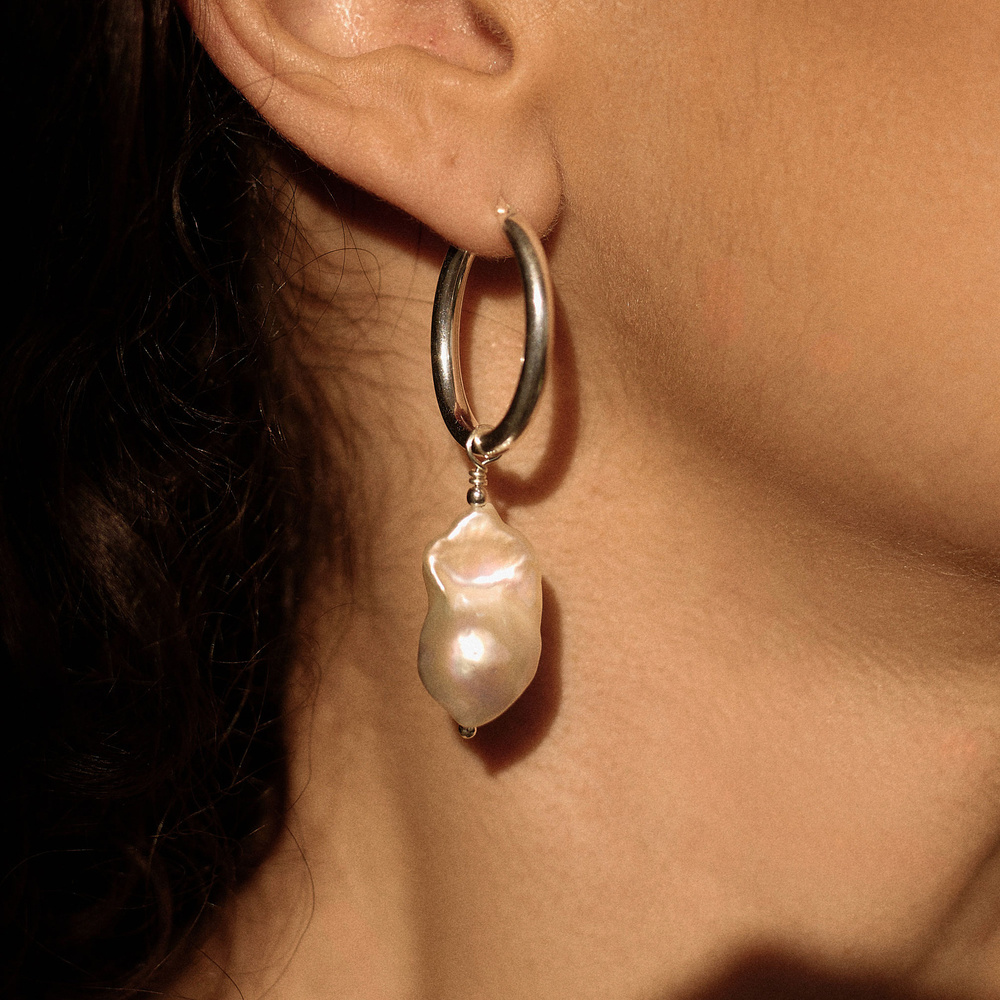 Srebrne kolczyki Baroque Pearl