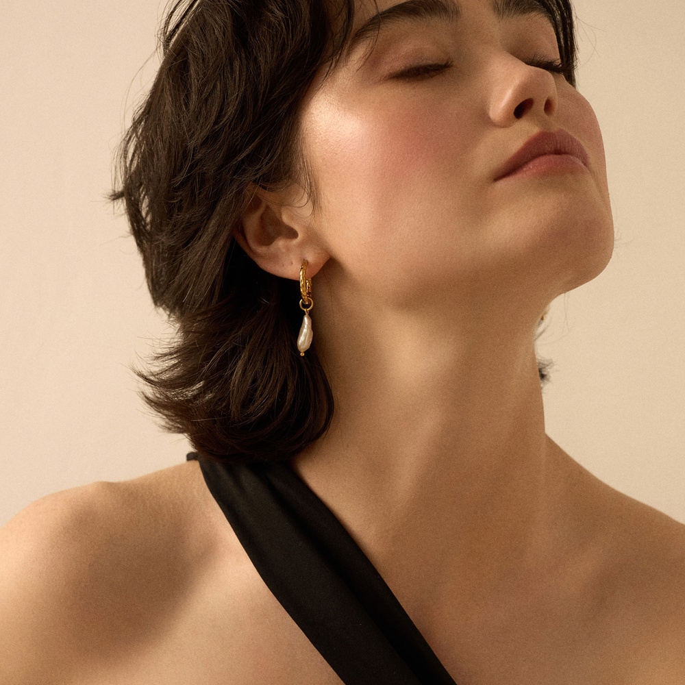 Złote kolczyki z pereł naturalnych Cloud N°1