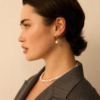 Złote kolczyki z perłą naturalną Pearl N°2