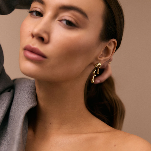 Złote asymetryczne kolczyki Mare N°2