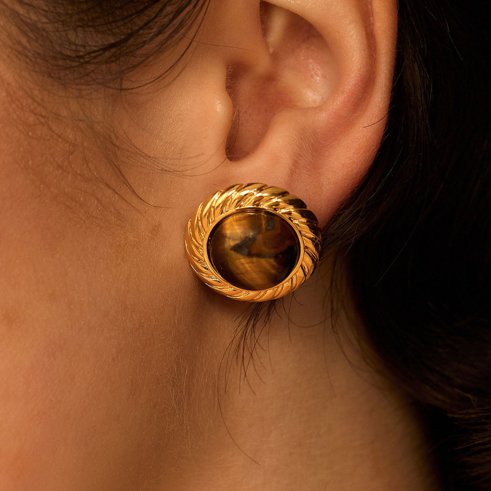 Złote kolczyki vintage Noir N°3