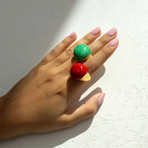 Złoty pierścionek z czerwoną emalią Aurum N°1