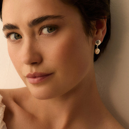 Srebrne kolczyki z perłą słodkowodną Mermaid