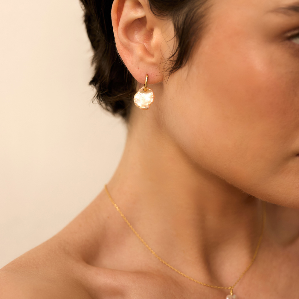 Złote kolczyki Pearl Petals