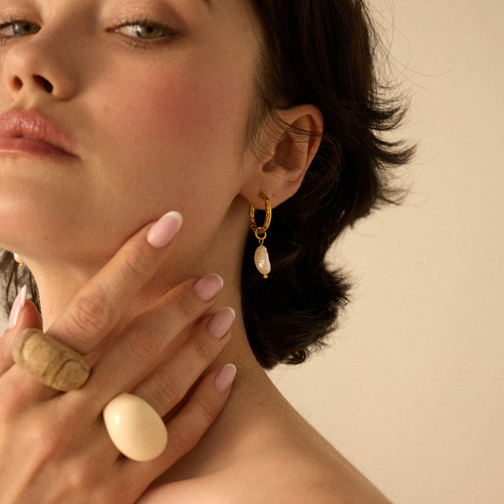 Złote kolczyki z pereł naturalnych Cloud N°1