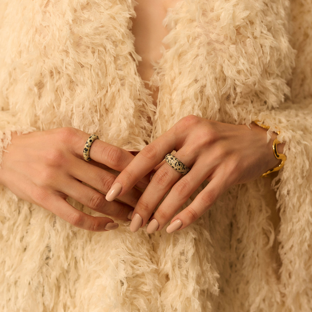 Pierścionek z jaspisu dalmatyńskiego Pepper N°2