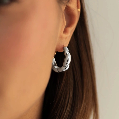 Srebre kolczyki koła Brioche