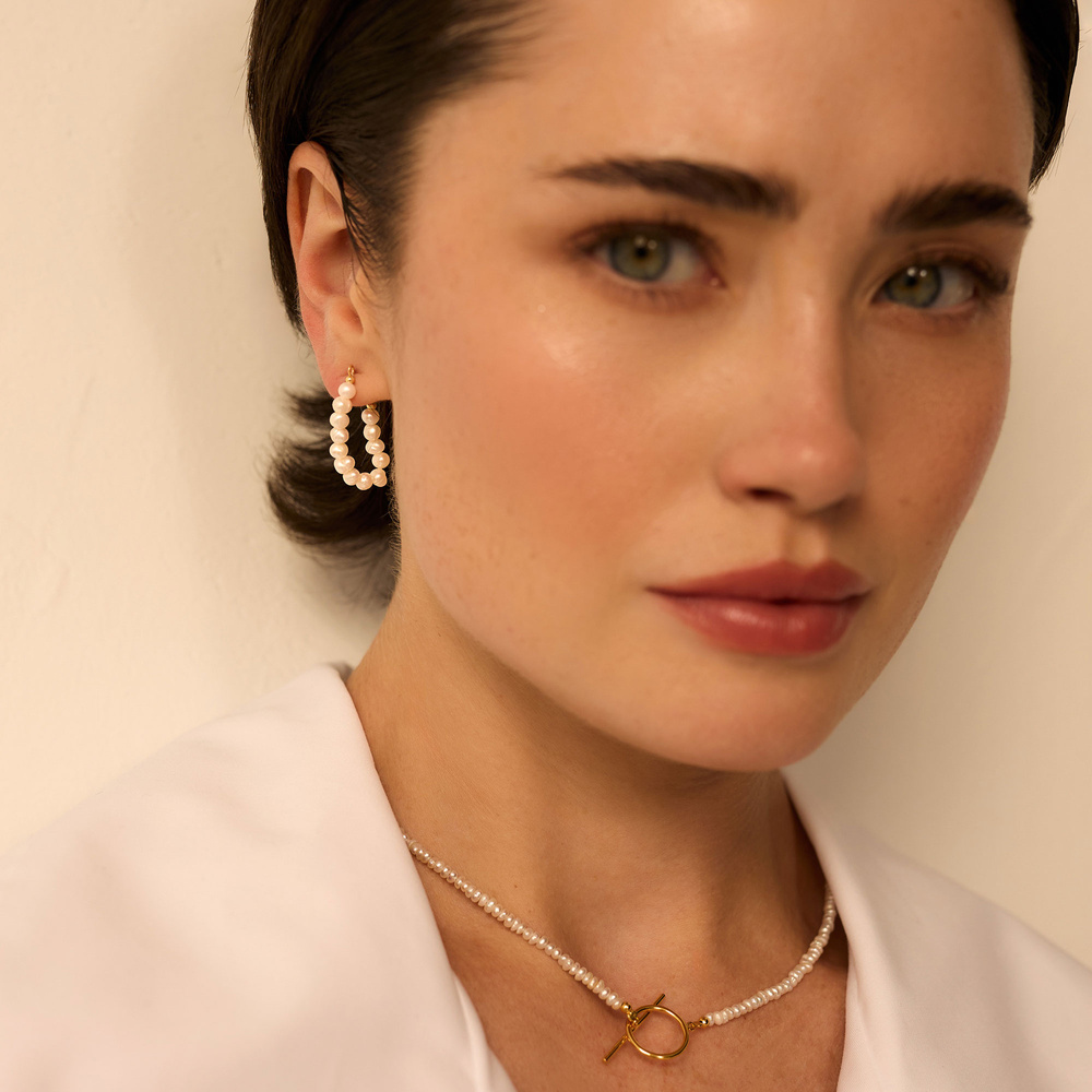 Złote kolczyki z perłami naturalnymi Pure N°2