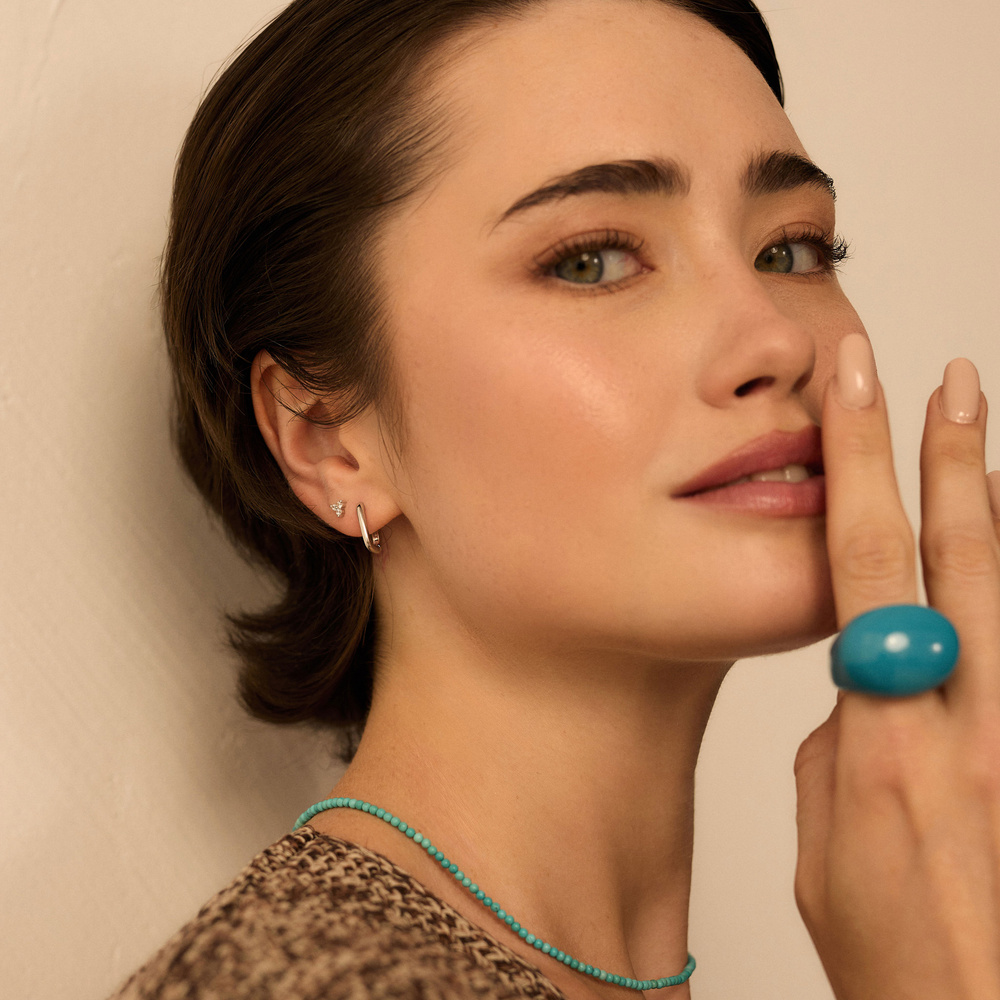 Srebrny kolczyk z listkami Birdy N°2