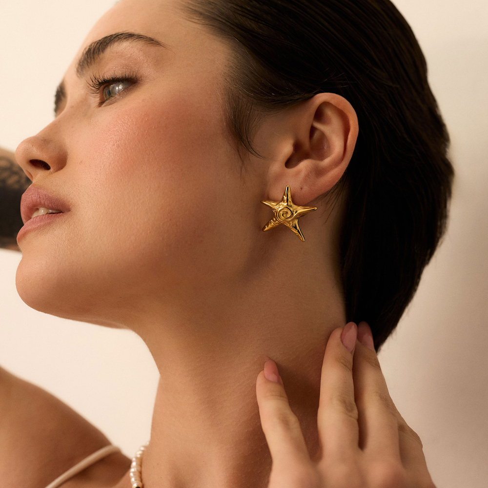 Złote kolczyki Starfish N°2